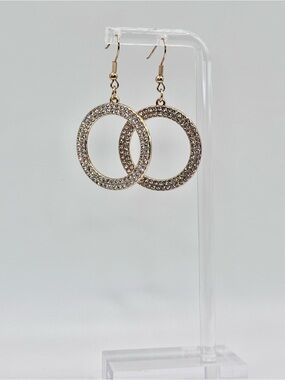NWOT Gold Crystal Pavé Circle Drop Earrings - Women Jewelry